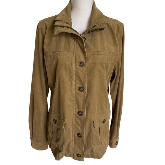 Sahalie Jackets & Blazers - Sahalie Cord Corduroy Jacket L Large Brown Button Zip Pockets Cotton Stretch